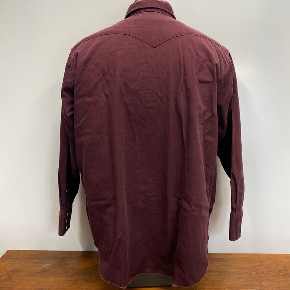 Vintage 90's Wrangler Western Shirt Men's 19 x 36 Big Pearl Snap‎ Long Tails USA - Picture 7 of 9